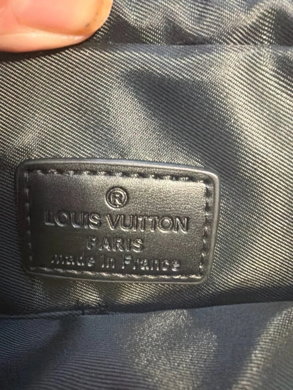 LV Black Embossed Monogram Messenger Bag